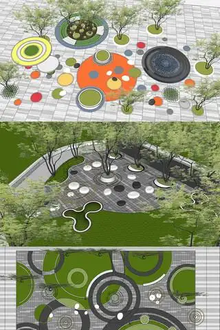 圆形广场树阵城市口袋公园树池园林景观节点