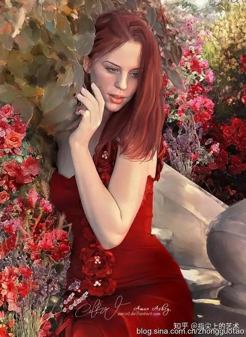 美女图彩绘肖像