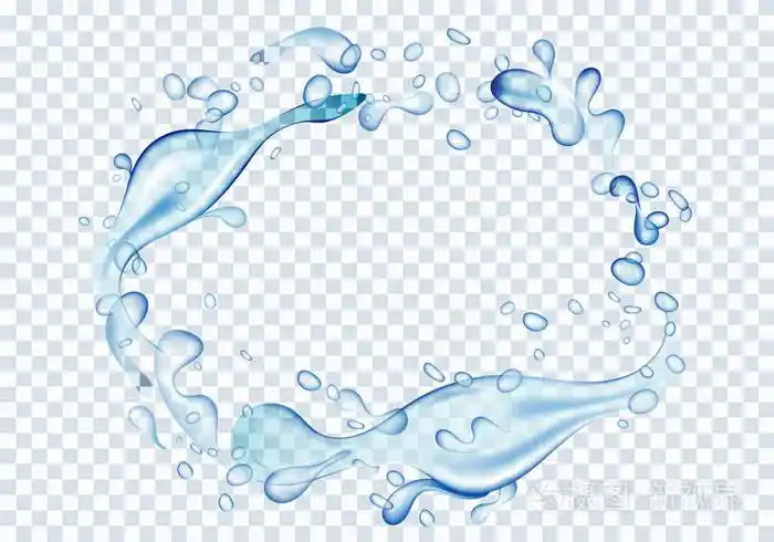三维插图中透明背景下的水化液体效应,溅水和液体质地