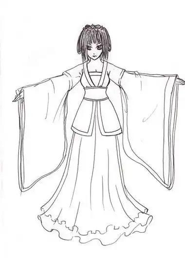 古装裙的简笔画