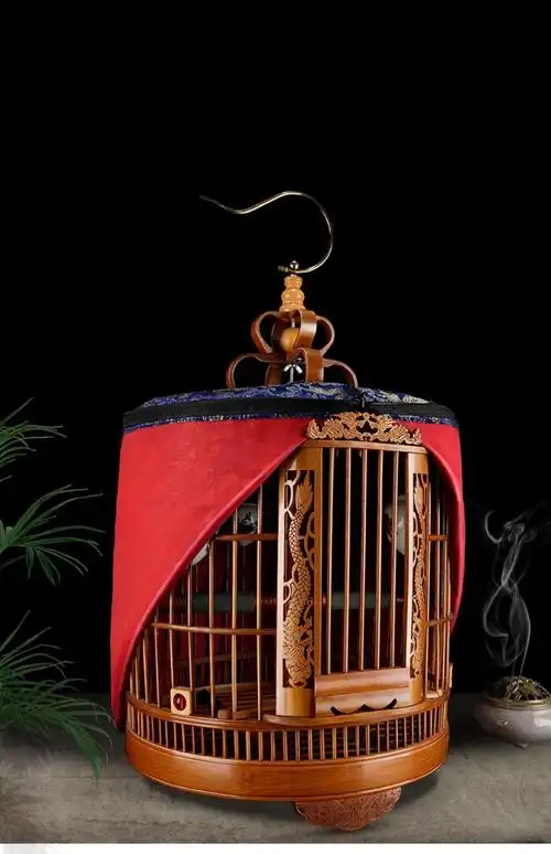 鸟笼子竹质鸟笼竹制画眉八哥鸟笼子大号手工精品老竹专用全套竹编鸟笼