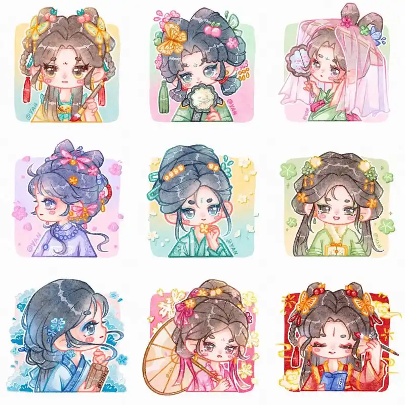 q版水彩头像九宫格 古风合集来咯 头像换起来,一天一张不重样 - 抖音