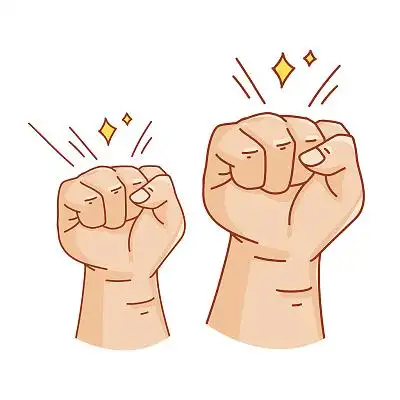 卡通手绘拳头加油手势出拳动作png素材加油手势元素