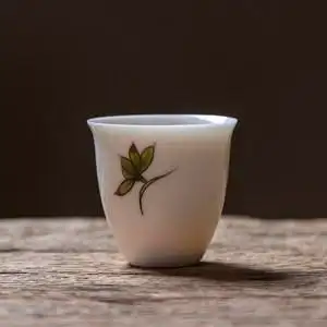 江南往事 手绘玉兰花白瓷杯子 品茗茶杯功夫茶艺陶瓷杯子茶盏家用
