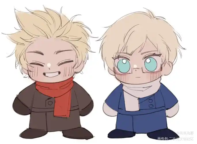 这边也发发_黑塔利亚折槛组丁马克贝瓦尔德平涂日系q版同人aph绘画