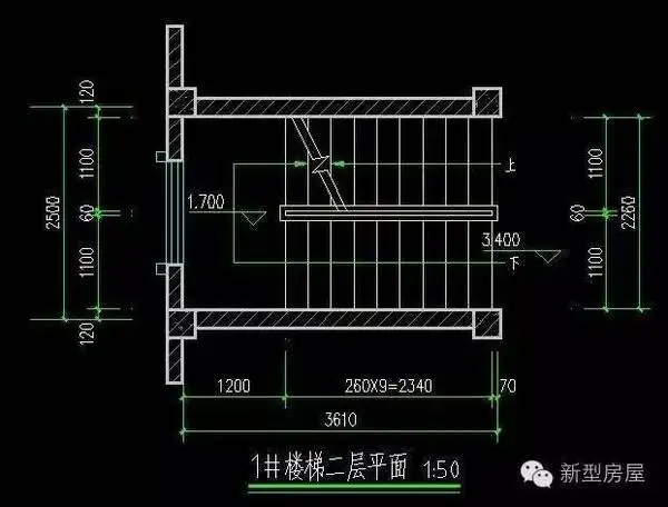 楼梯井井宽度最小尺寸为1100 60 1100=2260mm,至于净长度,如果踏步