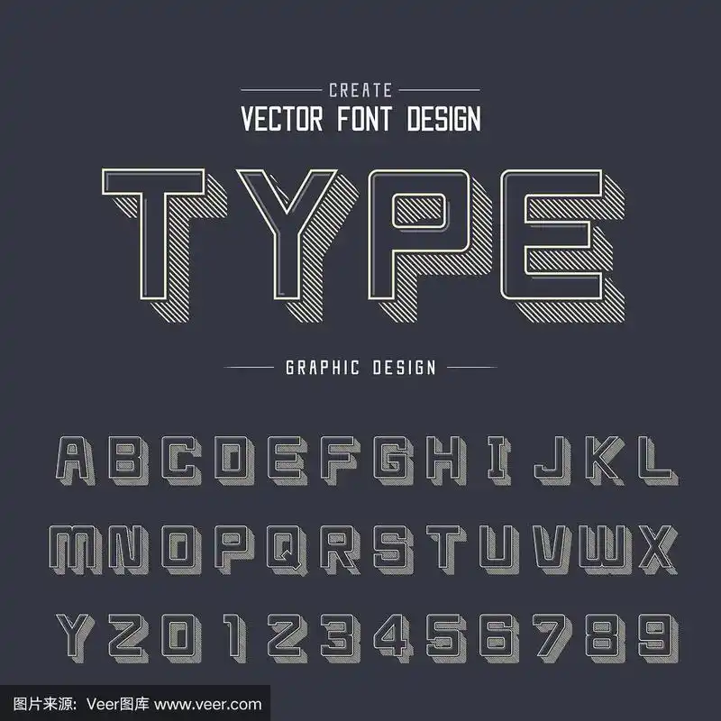 字体和字母线阴影方形字体