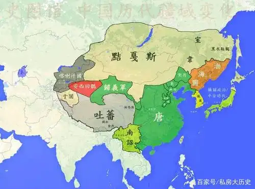 大中时期的唐朝疆域图(出自@史图馆)