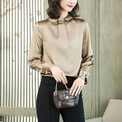 重磅真丝衬衫女长袖2020春季新款女装小衫杭州丝绸显瘦桑蚕丝上衣