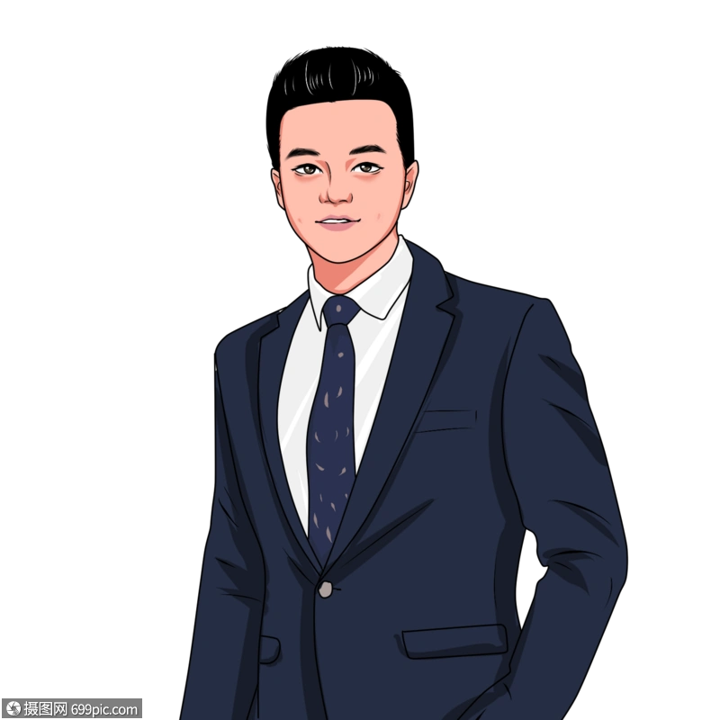免抠元素 手绘/卡通元素 穿西装的男人.psd