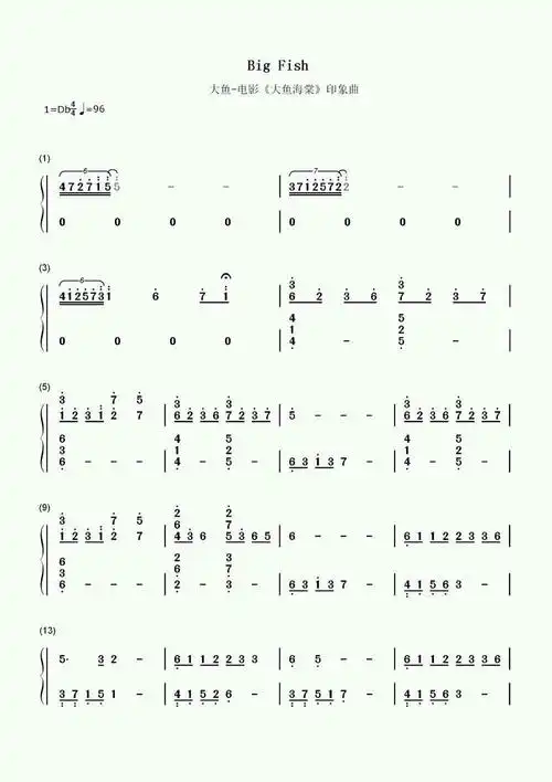 分享一下大鱼简谱双手