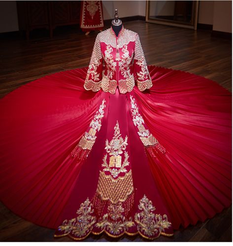 秀禾服出租夏季薄款2019新款中式婚纱古装嫁衣龙凤褂新娘喜服