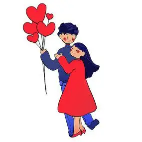 卡通情人节七夕情侣爱情