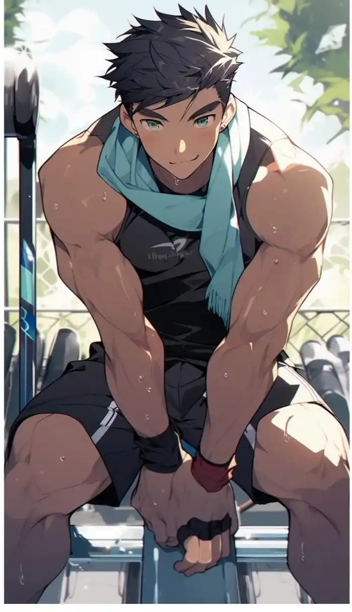 动漫肌肉男,这肌肉线条和手臂太帅了.