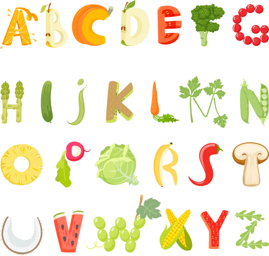水果造型英文字母矢量素材水果造型英文字母创意设计造型图案背景图案