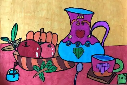 少儿书画作品-《色彩静物》/儿童书画作品《色彩静物》欣赏_中国少儿