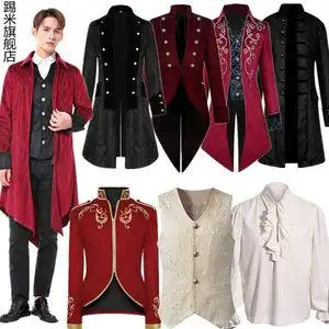 欧式宫廷男装欧洲中世纪贵族王子礼服内搭打底衫演出服长款燕尾服