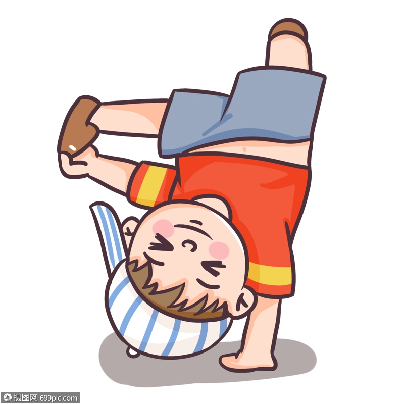 暑期培训跳街舞的男孩手绘卡通人物