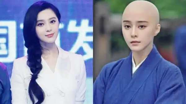范冰冰2014年出演《武媚娘传奇》时,为了配合出家剧情,便以光头造型
