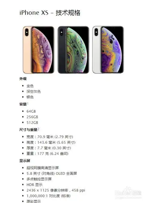 苹果xs最详细参数