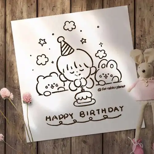 ins风手绘可爱生日贺卡含步骤