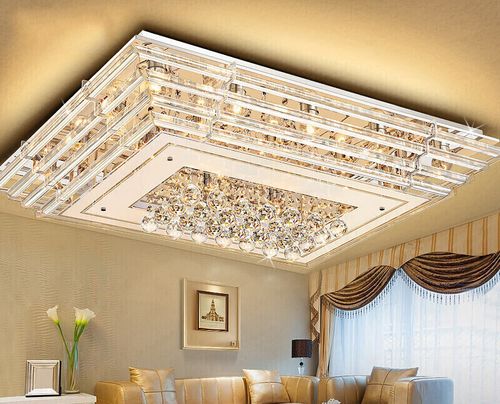led吸顶灯客厅灯大灯水晶灯卧室灯具现代大气家用方形灯饰吸顶灯水晶