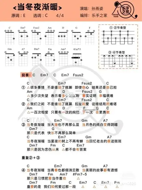 随便加也行《当冬夜渐暖》照着弹就行,我就是个搬运工……#吉他谱