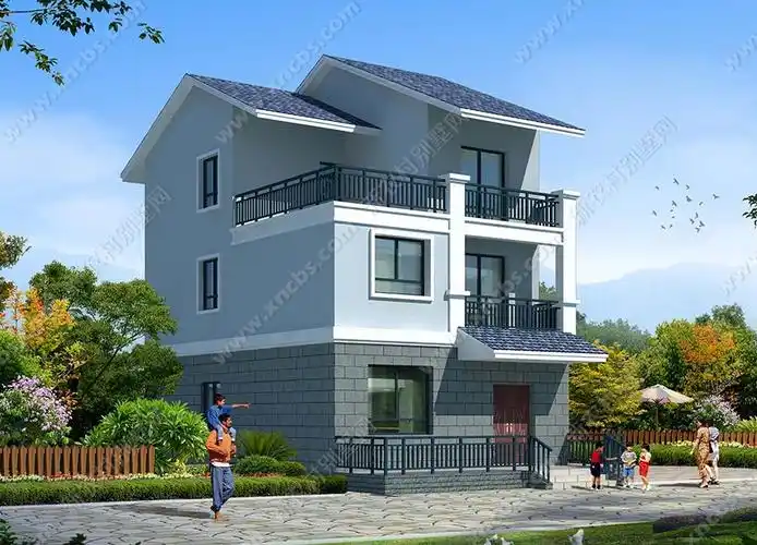 带落地窗户的两层半房屋设计图_新农村别墅网