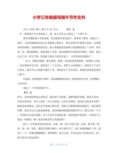 小学三年级描写端午节作文共doc