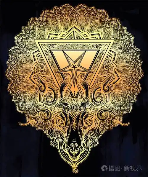 五角星在恶魔 baphomet 的头上.撒旦山羊头.二进制撒旦符号