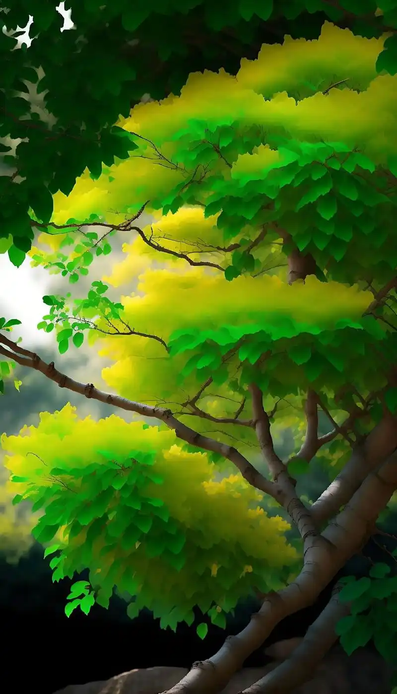 银杏树,树枝上长满了黄色的果实,还有绿色的树叶#银杏果 ## - 抖音