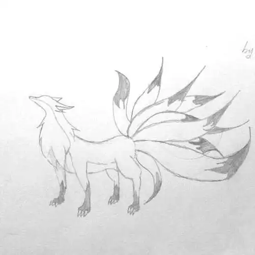 简单好看的九尾狐简笔画图片