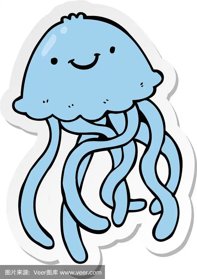 卡通快乐水母贴纸