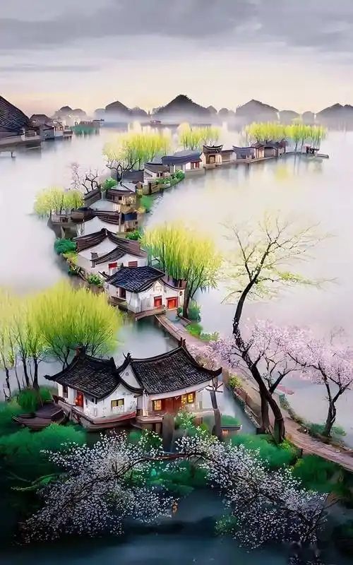 江南雨巷,小桥流水人家(绝美)_佚名_绘画