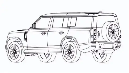 路虎卫士130首张官图车长5米1内有八座