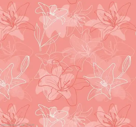 粉色百合花无缝背景矢量素材