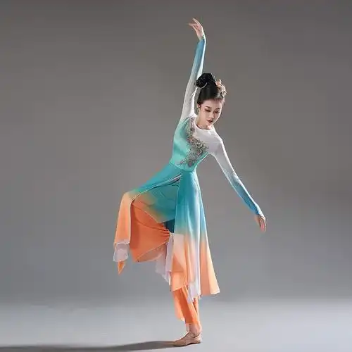 古典舞演出服女飘逸2024新款中国风独舞艺考古筝扇子舞蹈古风伞舞