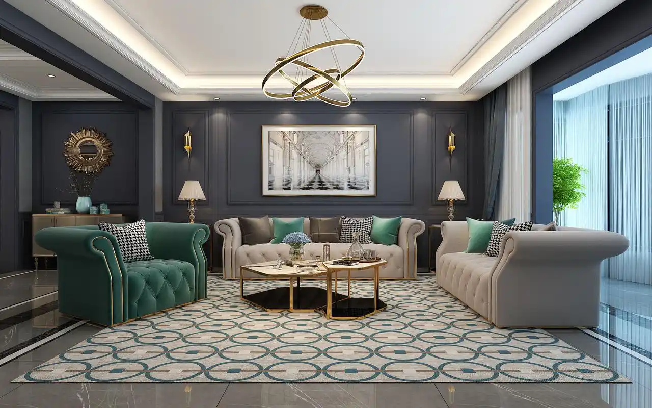 轻美式风格大户型装修设计效果图 家装案例