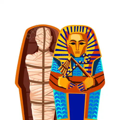 木乃伊创作卡通矢量图木乃伊化过程的阶段对尸体进行防腐处理用布包裹