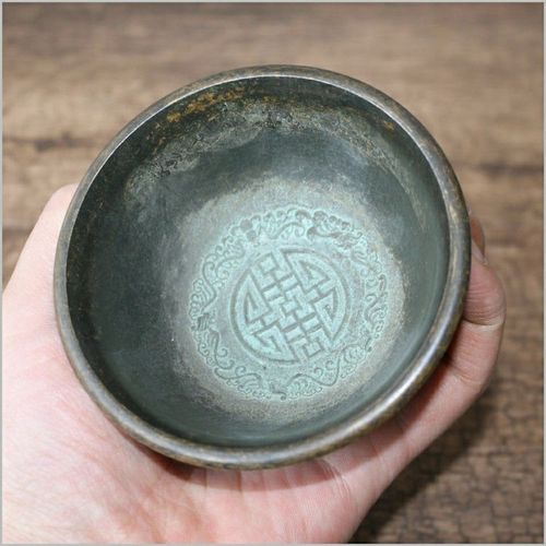 古玩铜碗铜器传世老包浆乾隆御用款凤凰纹清朝纯铜黄铜老古董文玩