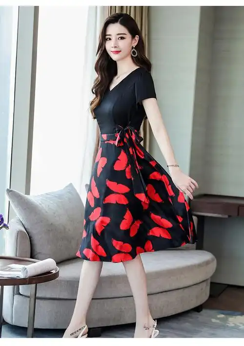 衣典零一 桑蚕丝真丝连衣裙2019夏装新款夏季大码时尚女装新品气质