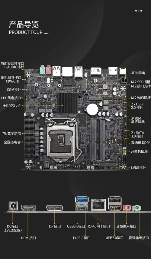 onda昂达h410d4ipc十代i3i5i7lga1200迷你itx主板m2lvds真4k