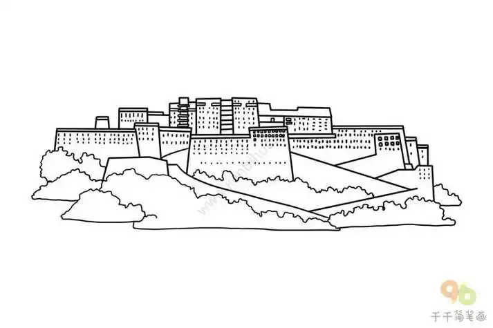布达拉宫怎么画简笔画