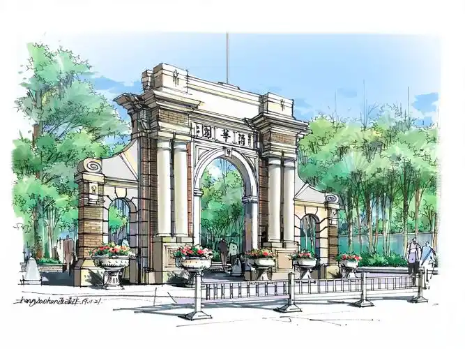 清华美院,北服,北林,北理工环艺考研手绘视频分享6——清华园马克笔