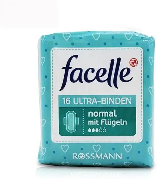 德国facelle卫生巾 完税进口 不含荧光剂 棉柔超薄防漏普通型带护翼无
