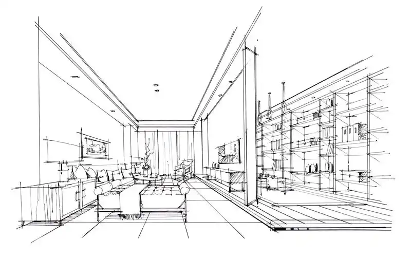 室内设计手绘视频教程【客厅效果图】线稿(合一设计教育)_哔哩哔哩