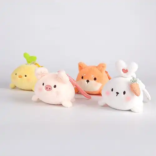 可爱猪猪玩偶拉绳会转动小兔子拉线转圈摇尾巴公仔毛绒玩具布娃娃