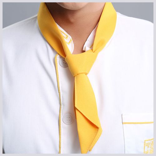 酒店厨师三角领巾厨房厨师长领结汗巾西餐厅红黄蓝色工作围巾男女