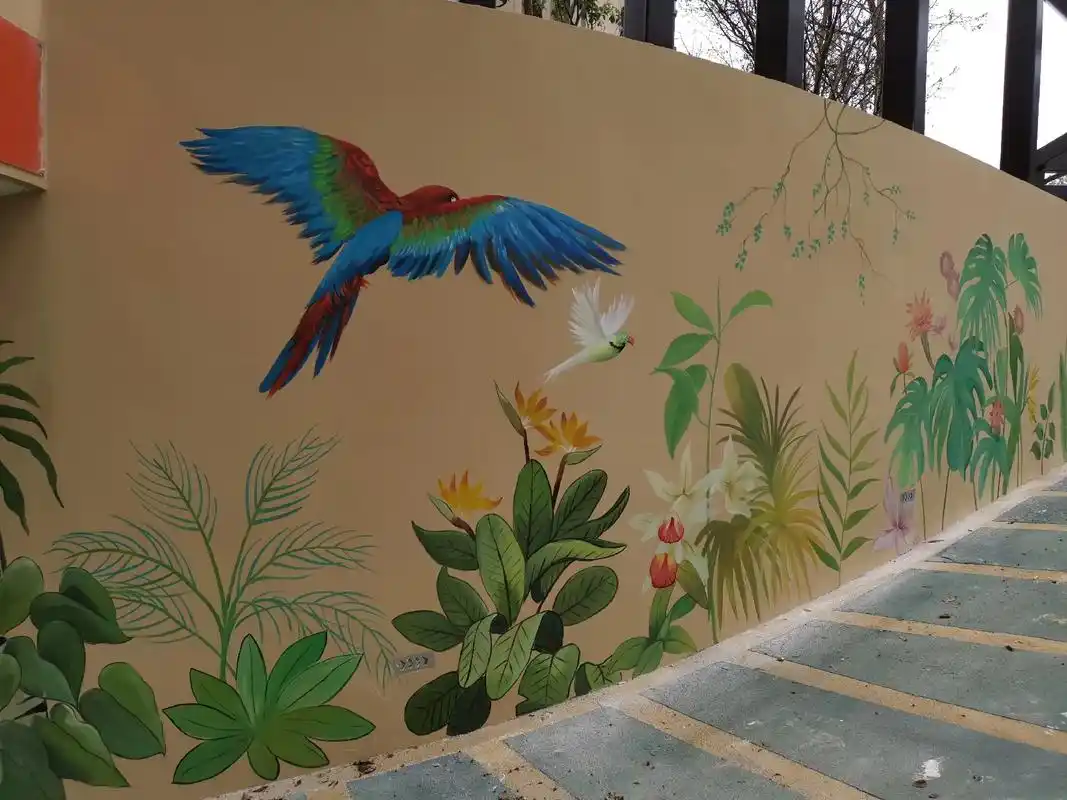 小区车库出入口的墙面#墙绘 #手绘 #墙绘师  - 抖音