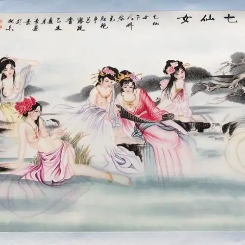 限时新画中堂,七仙女,尺寸长168厘米,宽73